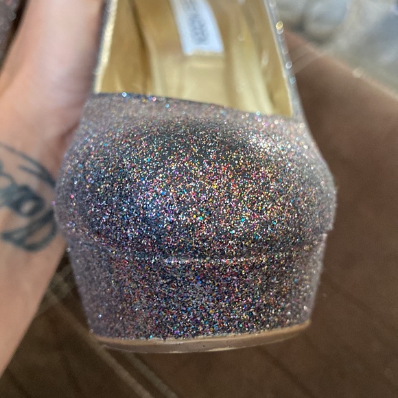 Steve Madden glitter pumps pink black platform size 8 5 1/2” heel 1” platform - Picture 10 of 11